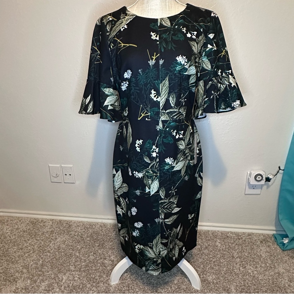 Floral Knee-Length Dress, Size 8